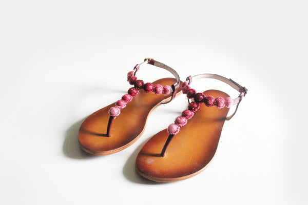 sea necklace sandal in marsala